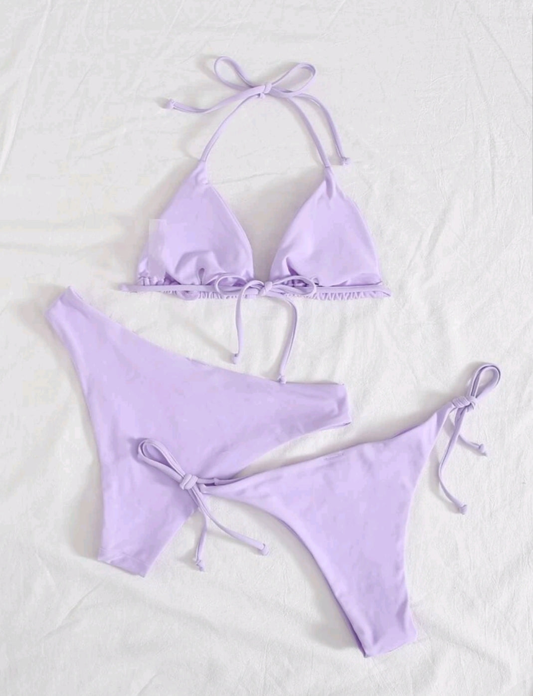Lilac 3-piece Triangle Bikini Set