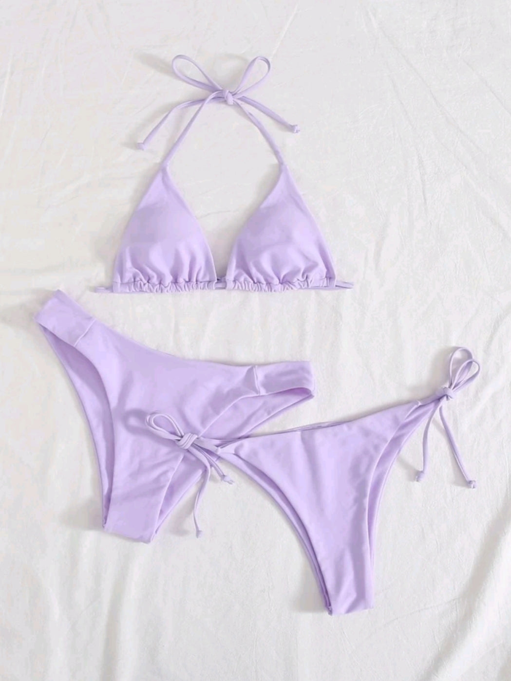 Lilac 3-piece Triangle Bikini Set