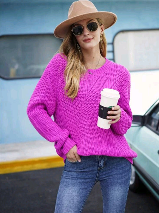 Magenta Chunky Knit Jersey