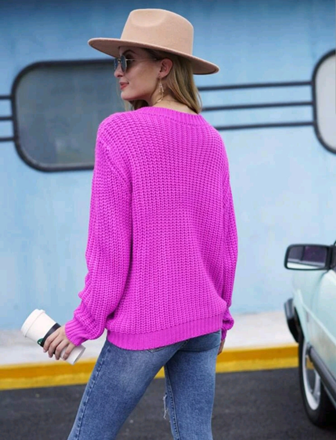 Magenta Chunky Knit Jersey