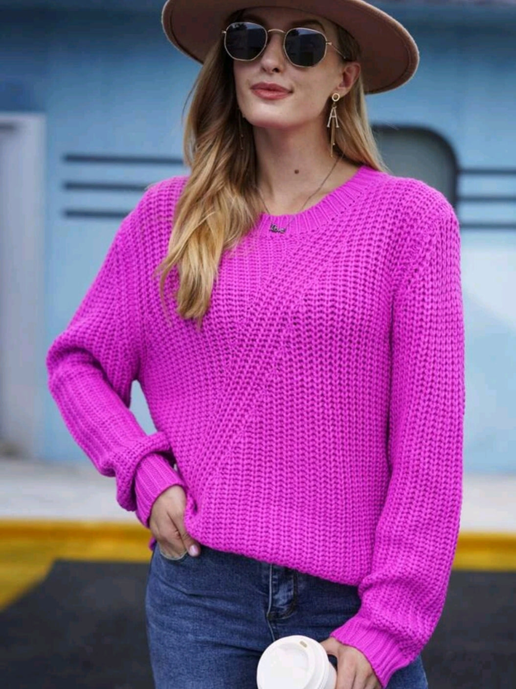 Magenta Chunky Knit Jersey