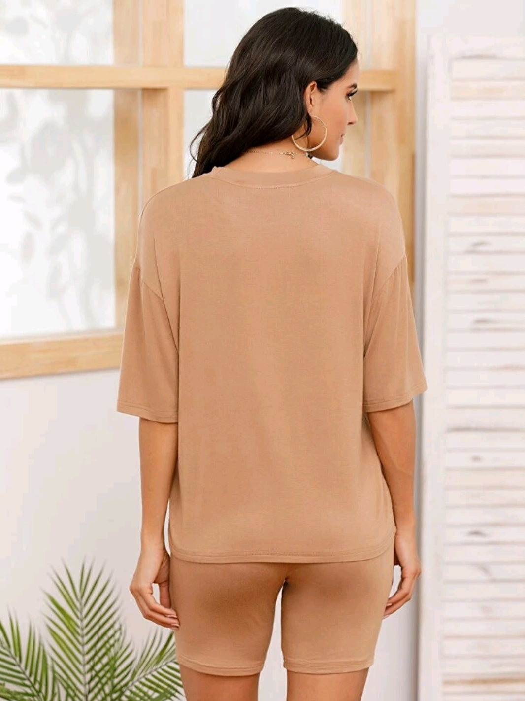 Nude T-Shirt and Biker Short Set