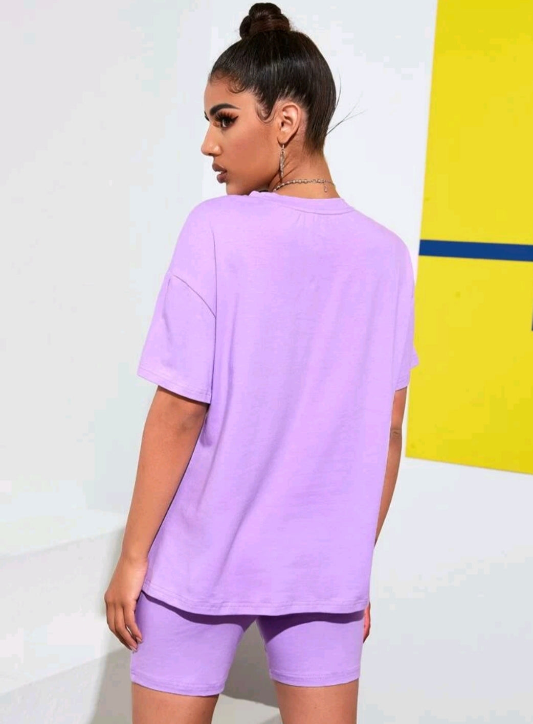 Lilac T-shirt & Biker Short Set