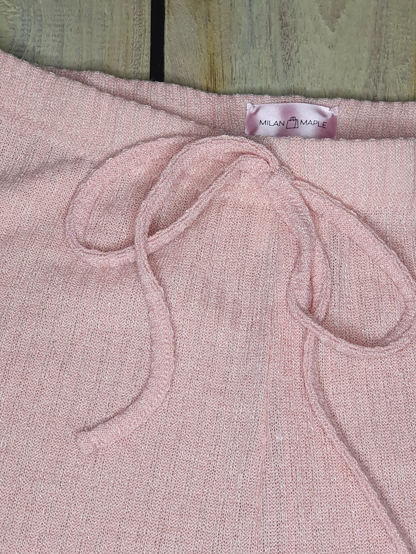 Pink Rib Knit Crop Tee & Legging Set