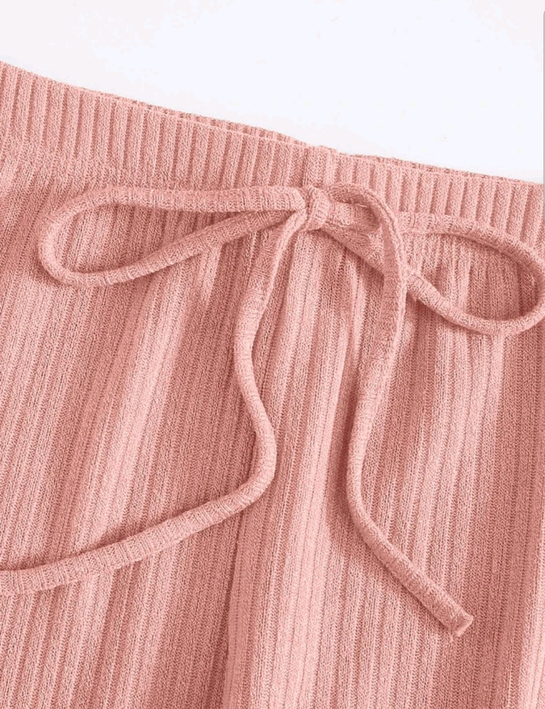 Pink Rib Knit Crop Tee & Legging Set