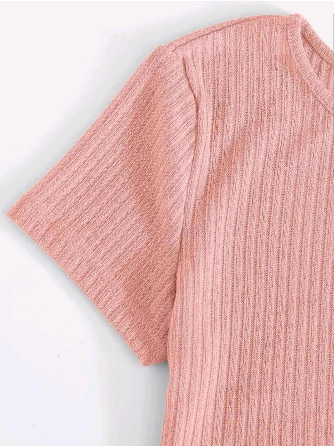 Pink Rib Knit Crop Tee & Legging Set