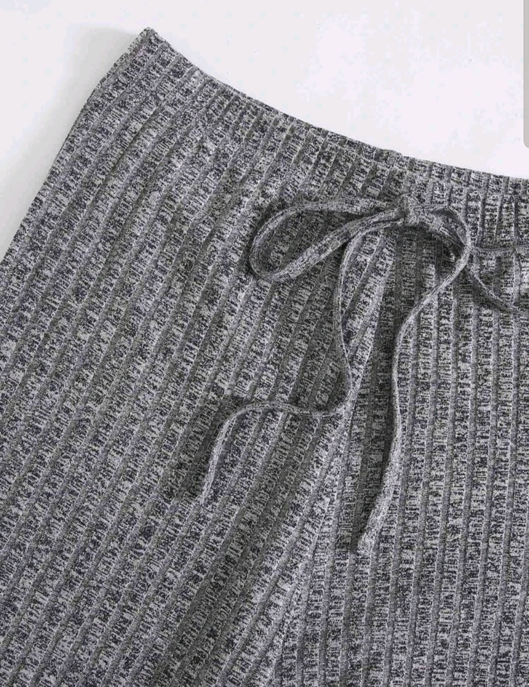 Grey Rib Knit Cropped Vest & Legging Set