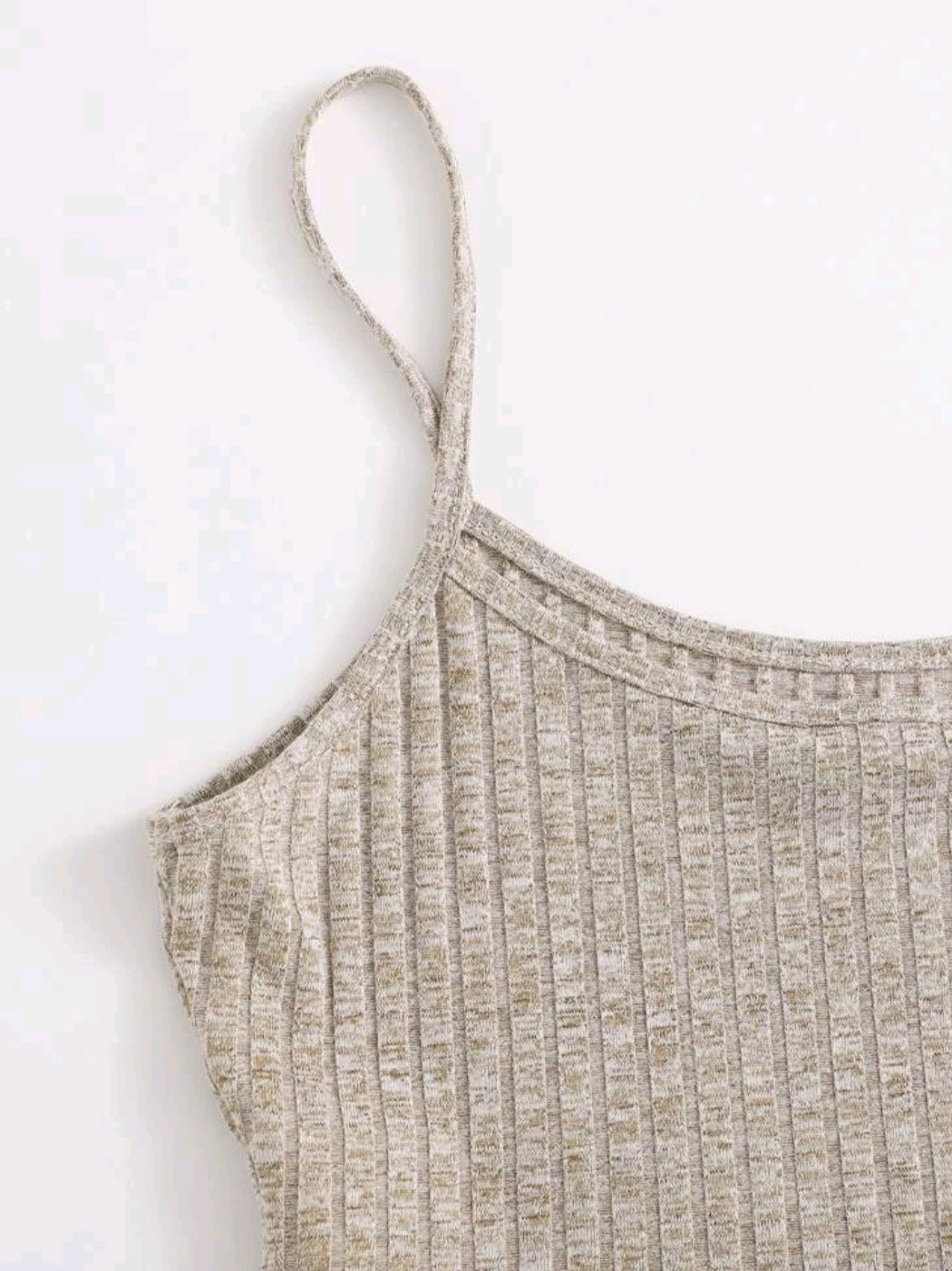 Beige Rib Knit Vest and Short Set