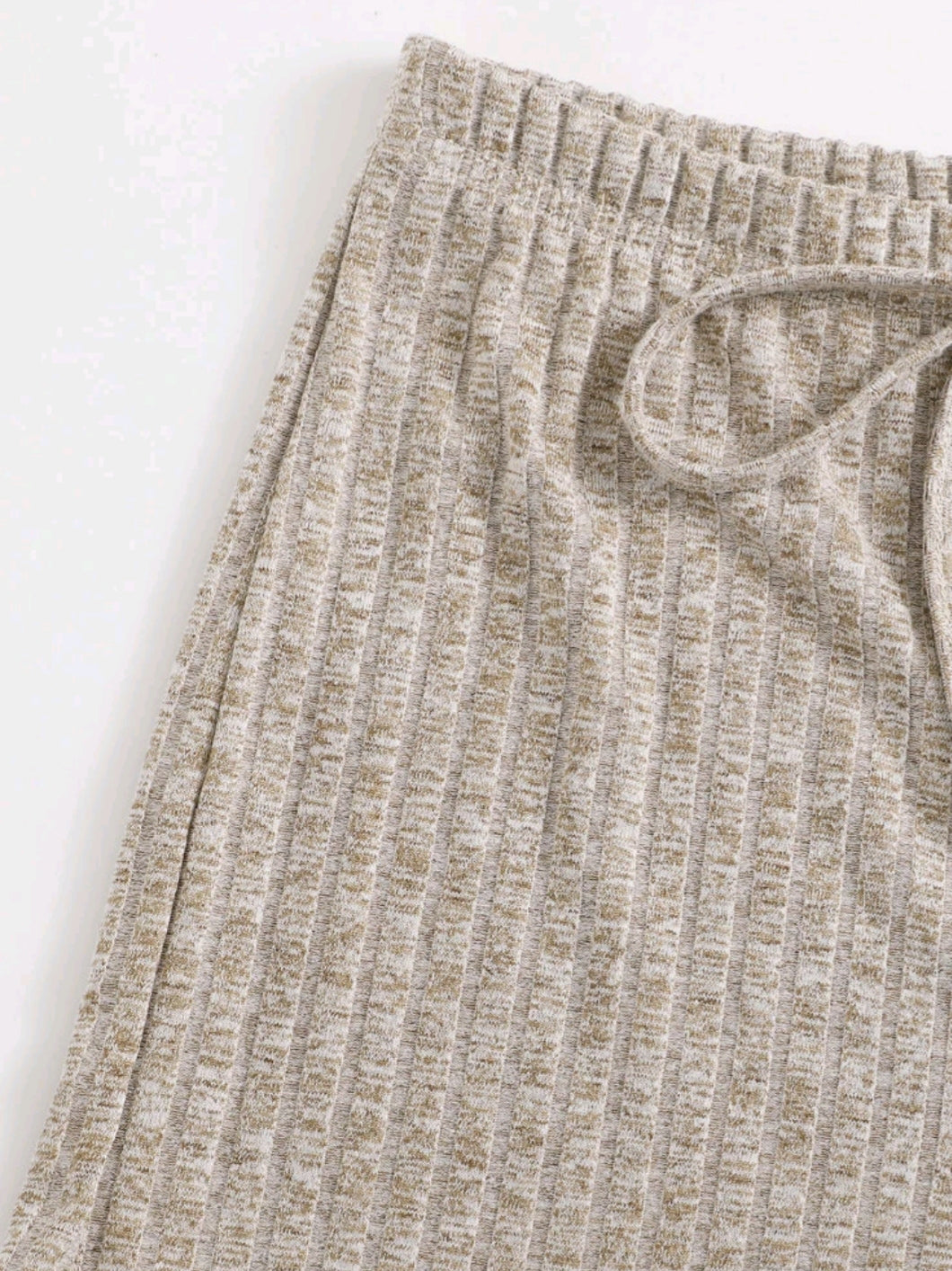Beige Rib Knit Vest and Short Set