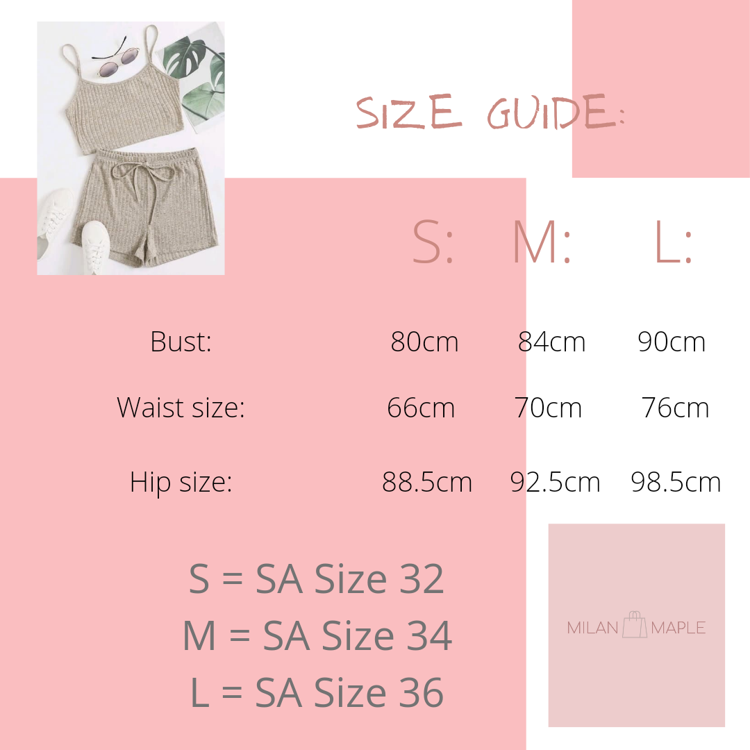 Beige Rib Knit Vest and Short Set
